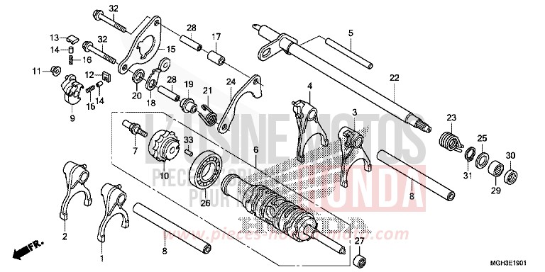 GEARSHIFT DRUM (VFR1200XD) for VFR1200X Dual Clutch CANDY PROMINENCE RED (R342) from 2012